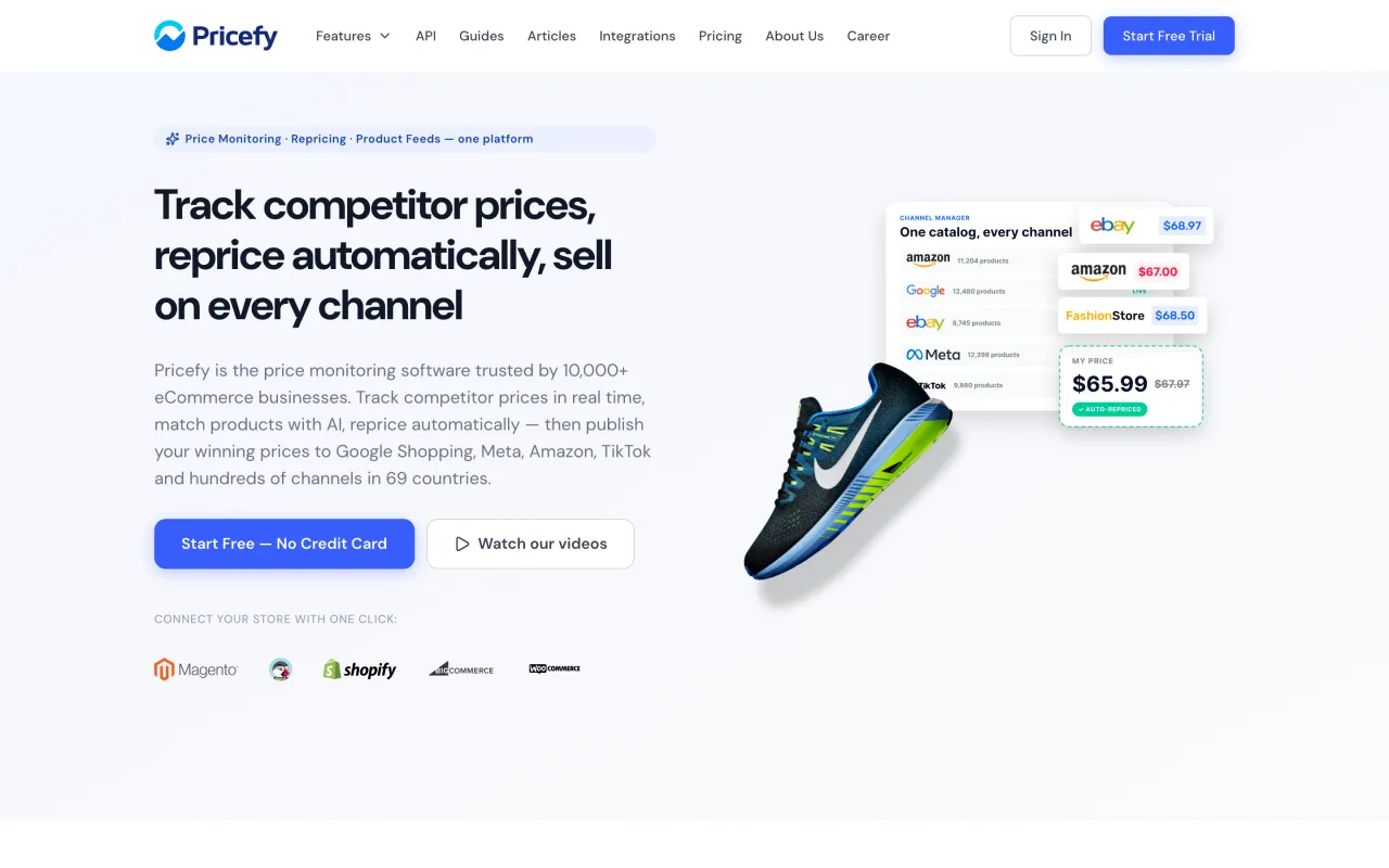 The pricefy.io home page